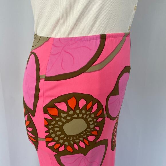 Vintage 70s Maxi Skirt Medium Large Hot Pink Floral Boho Neon Retro Hippie MCM - Picture 3 of 16